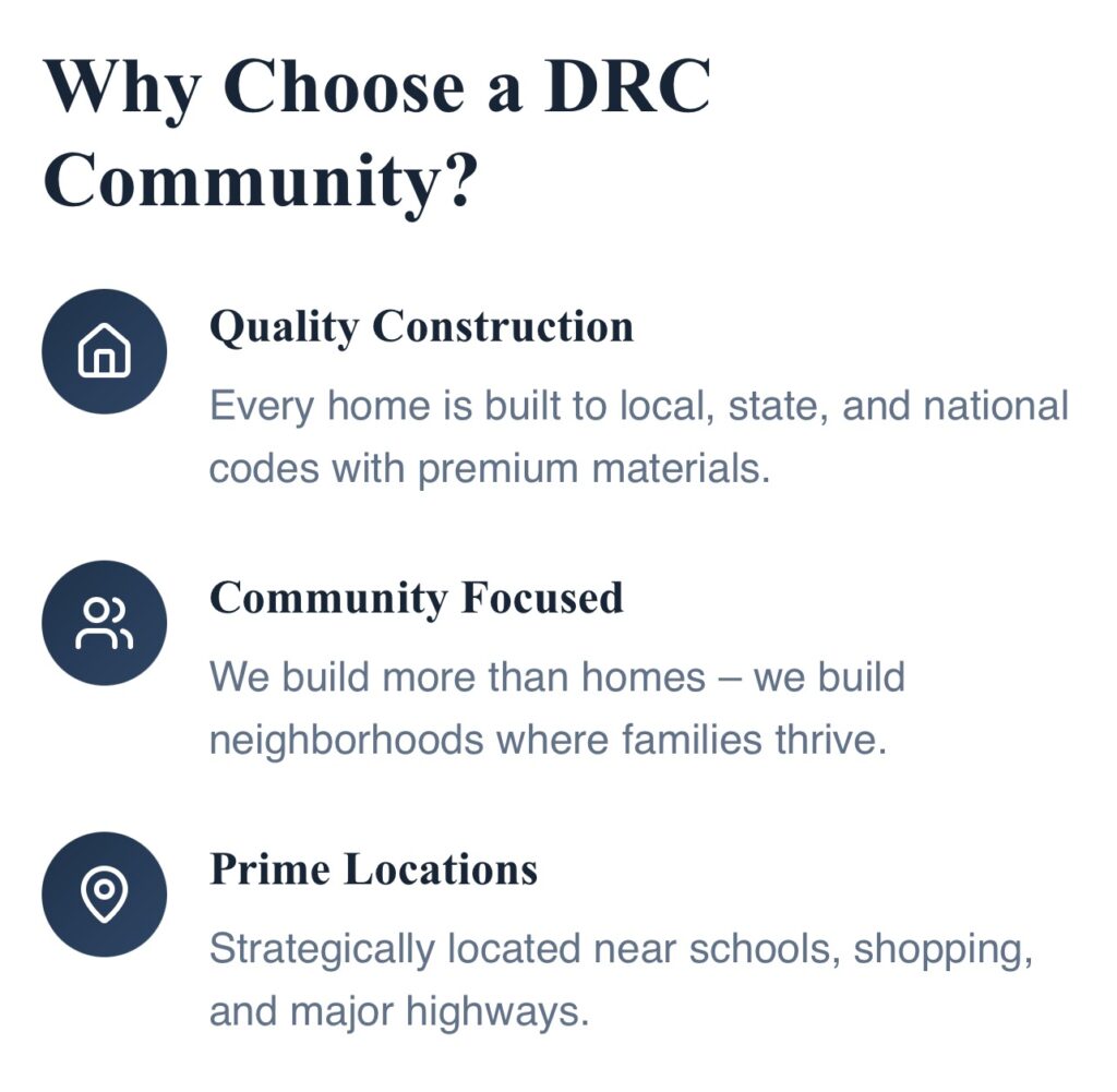 DRC Community benefits: construction, focus, locations.